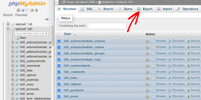 export-database-tables