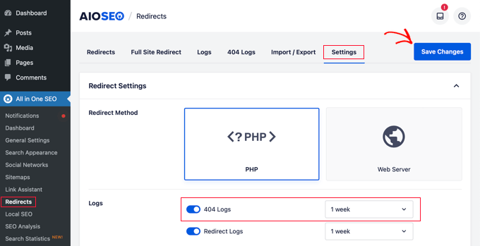 redirect404logs